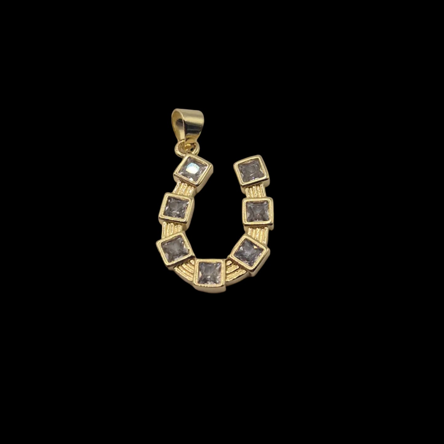 Square Gem Horseshoe Charm
