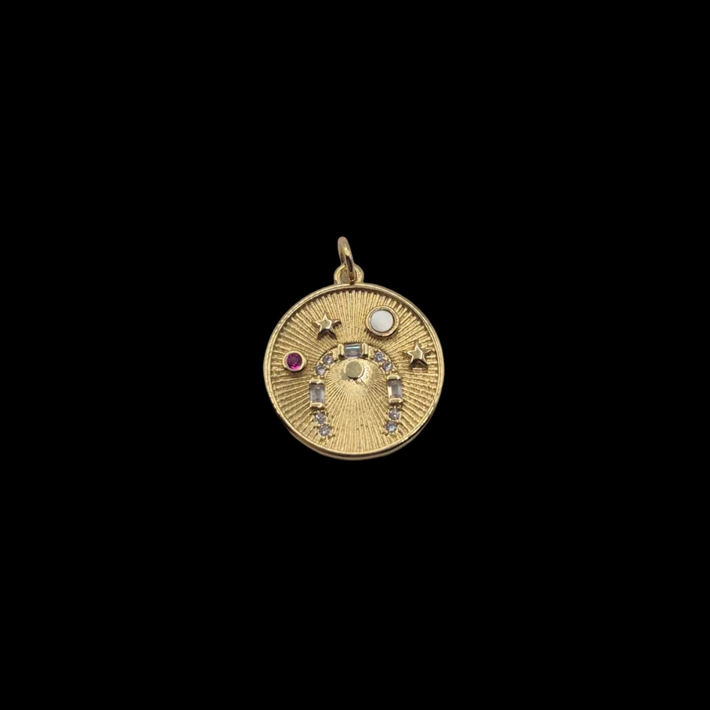 Round Horseshoe and Stars Charm