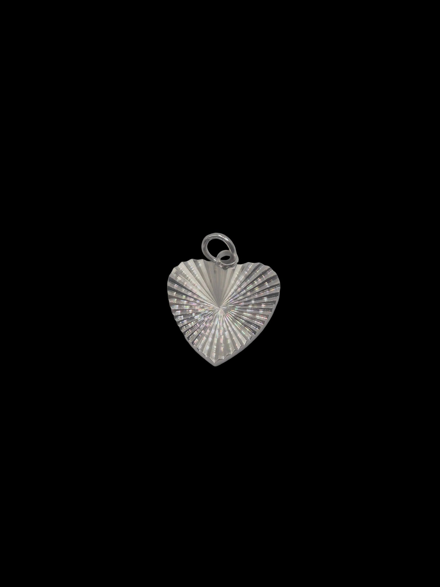 Ribbed Silver Heart Charm