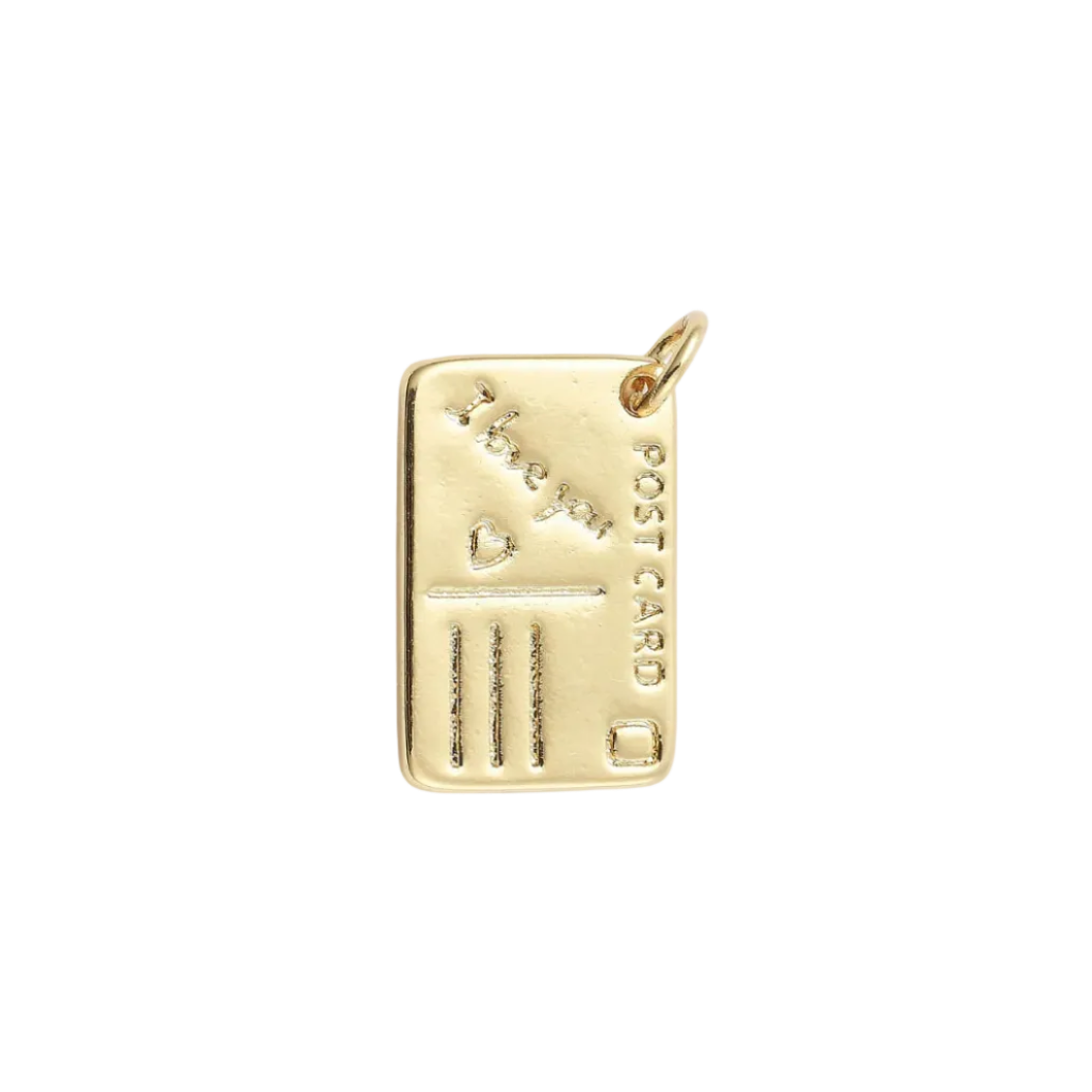 Gold Post card Charm