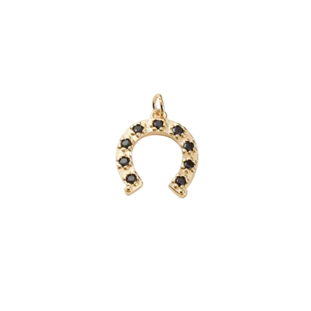 Gold Black Crystal Horseshoe