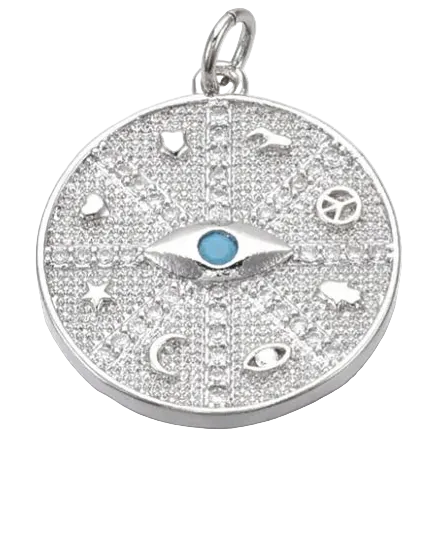 Silver Evil Eye Disk