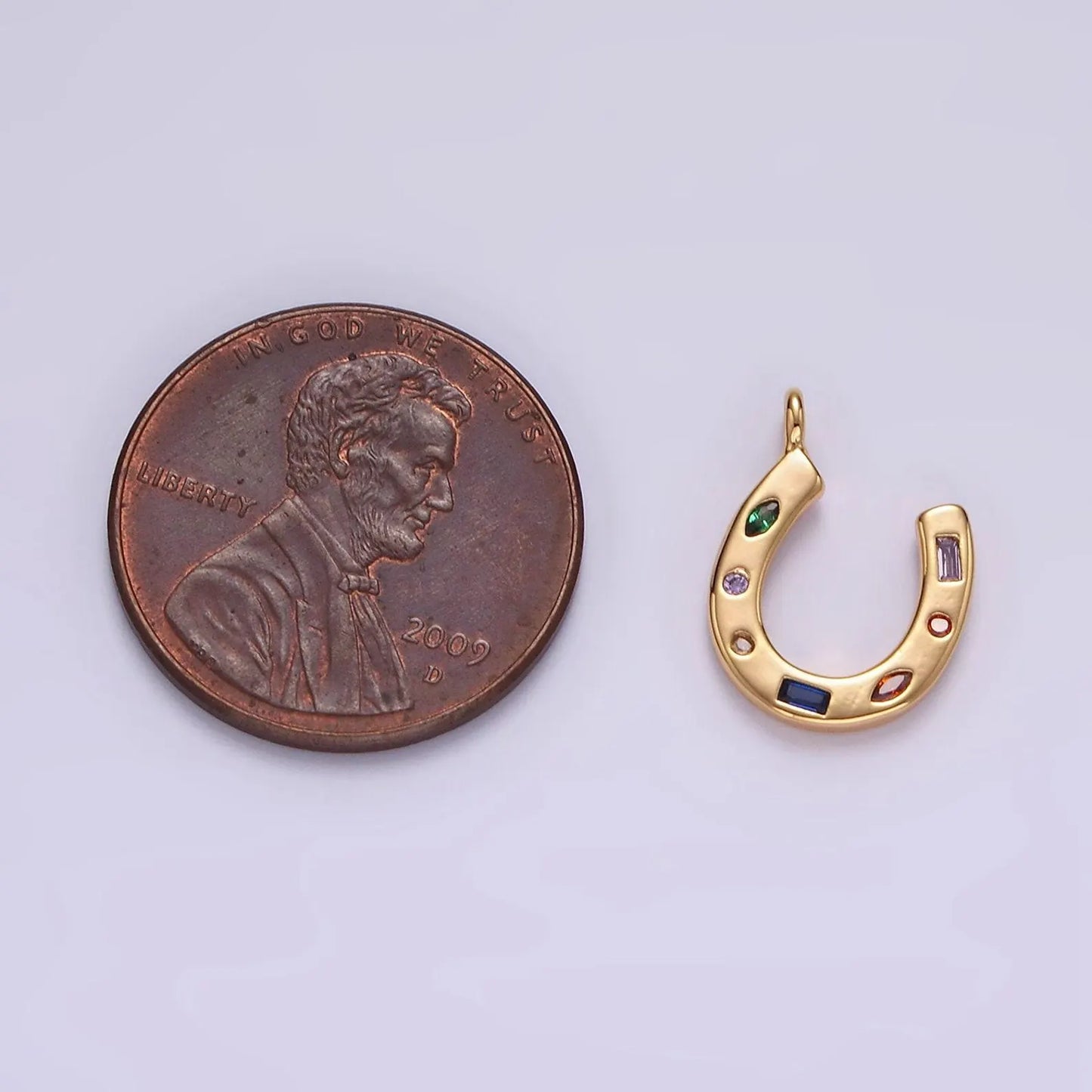 Silver and Gold Multicolored Gem Horseshoe