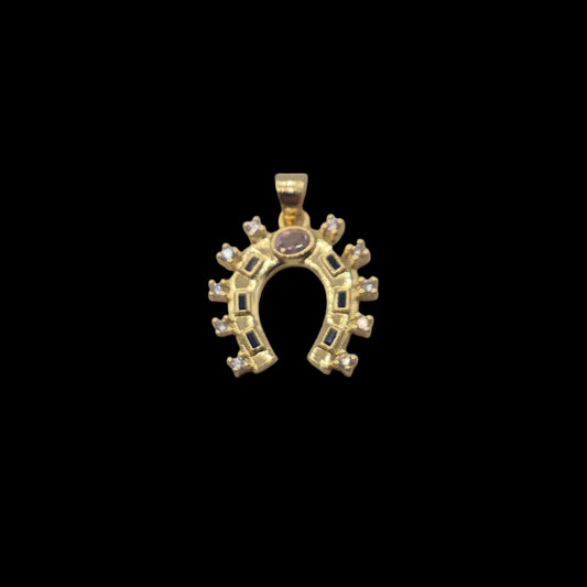 Fancy Gold Horseshoe Charm