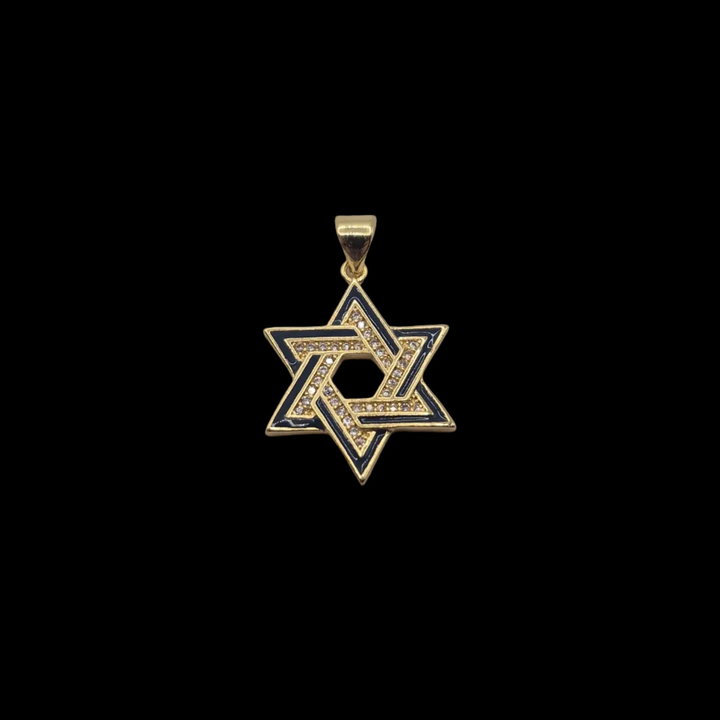 Black and Gold Six-Point Star Charm