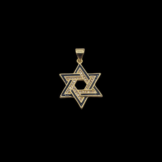 Black and Gold Six-Point Star Charm
