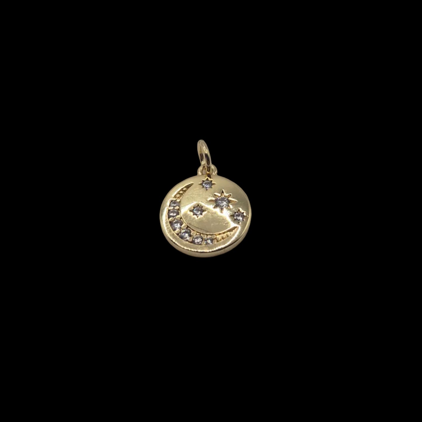 Gold Moon and Stars Charm