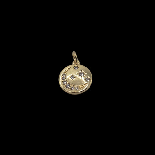 Gold Moon and Stars Charm