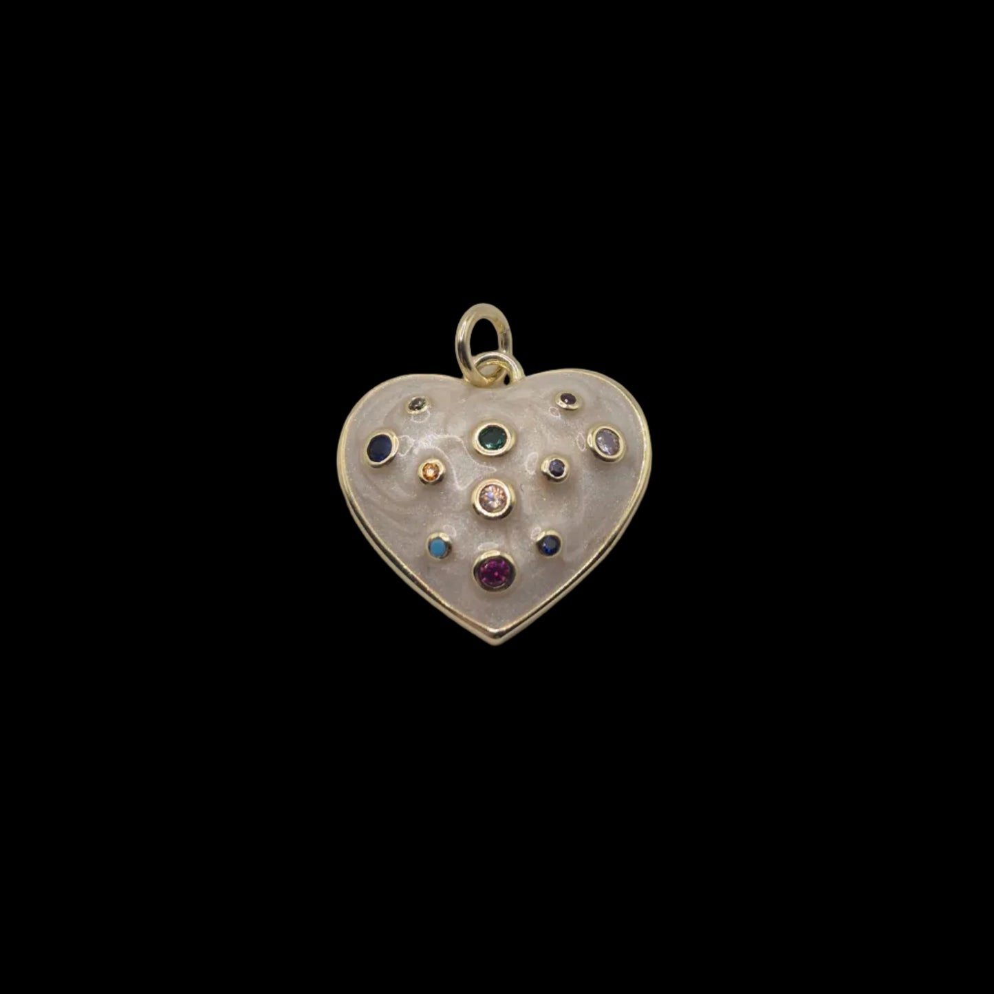 Pearl and Gemstone Heart Charm