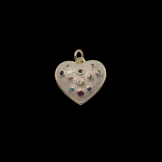 Pearl and Gemstone Heart Charm