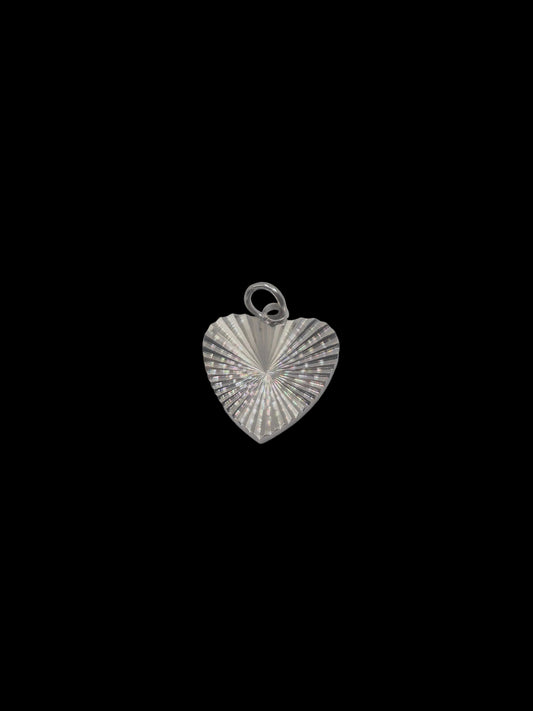 Ribbed Silver Heart Charm