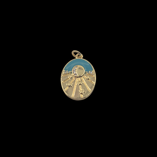 Blue and Gold Sun Rays Charm