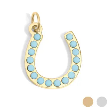 Gold Turquoise Gem Horseshoe