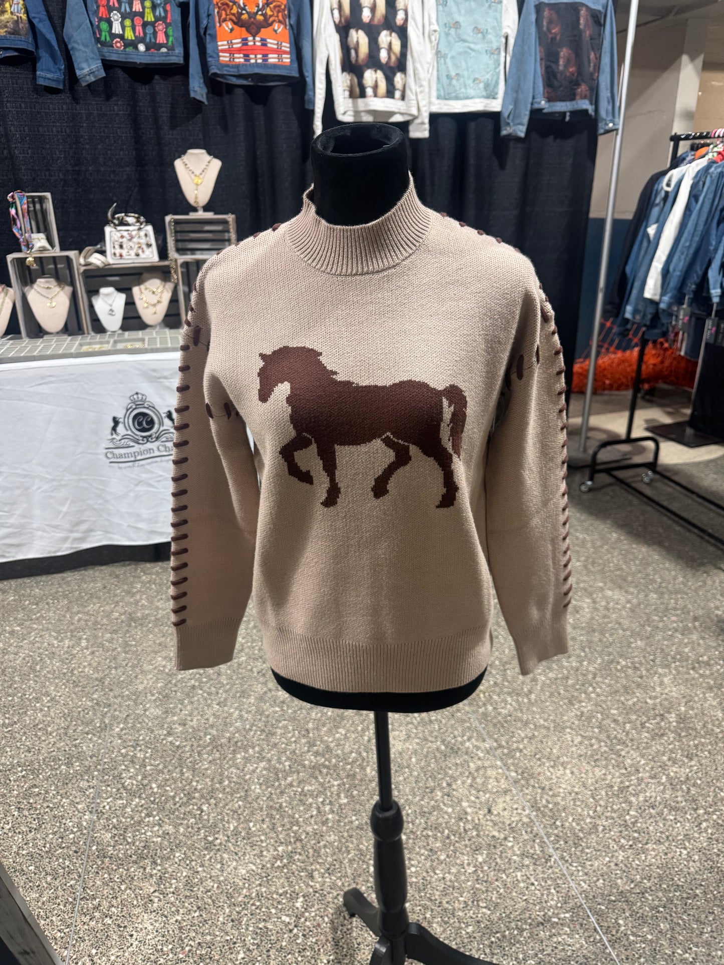 Green and Brown Horse Sweater