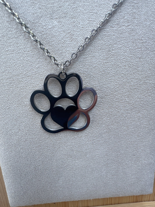 Engraveable Large Paw Print Necklace