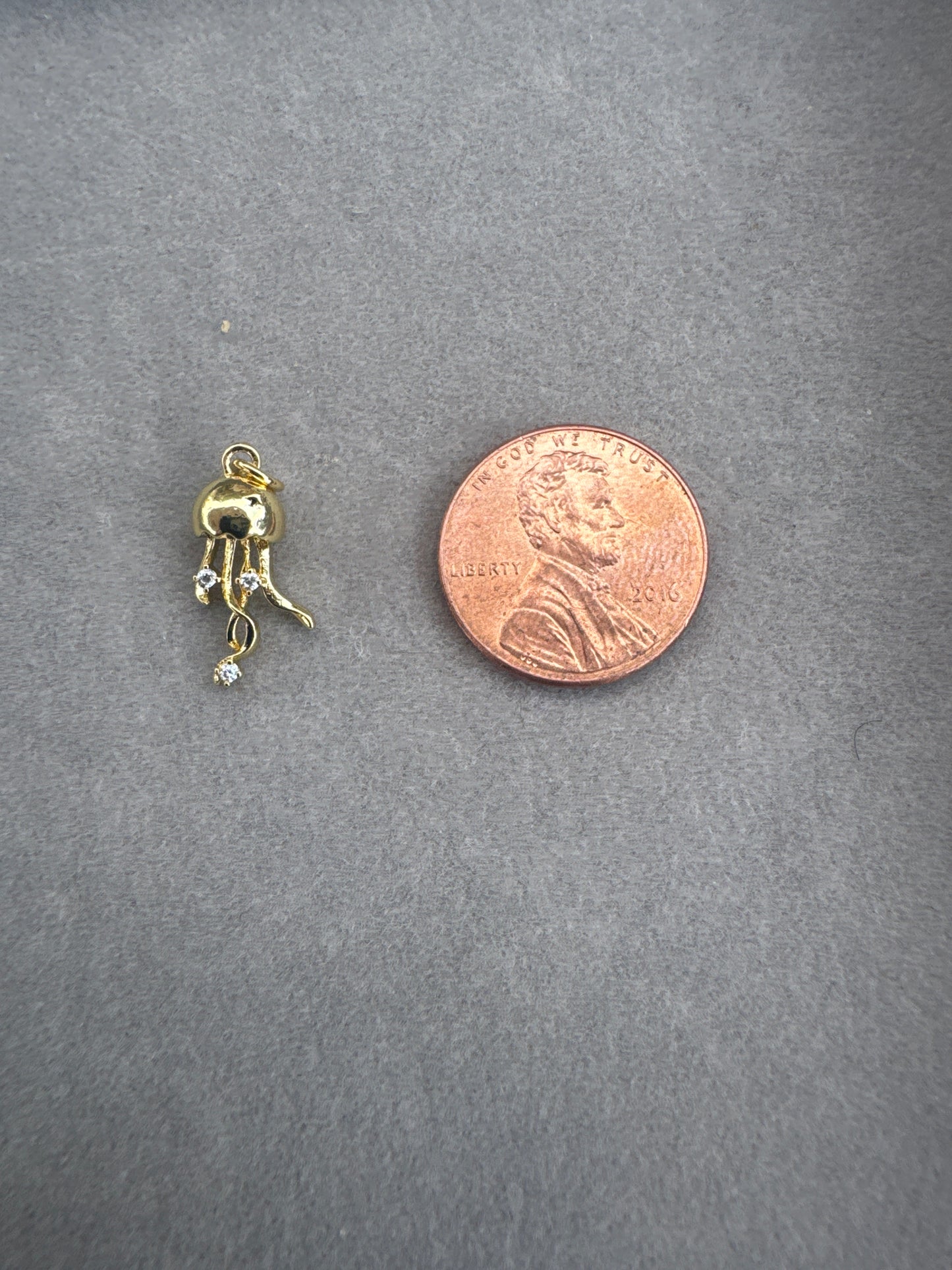 Tiny Gold Jellyfish Charm