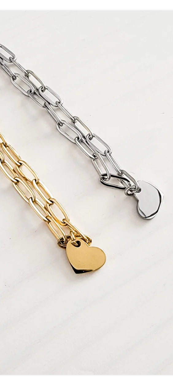 Engraveable Heart Paperclip Bracelet