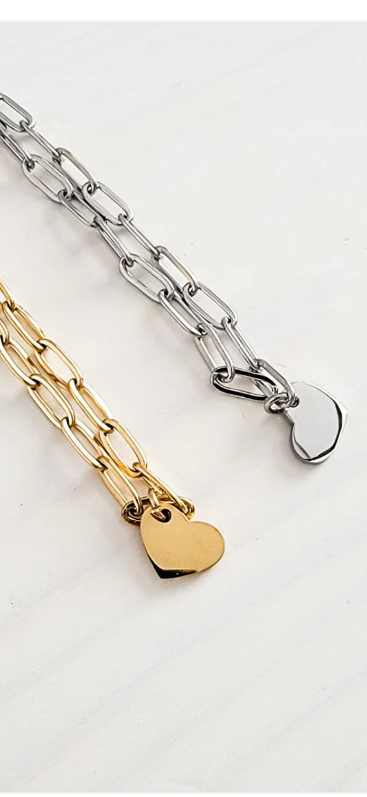 Engraveable Heart Paperclip Bracelet