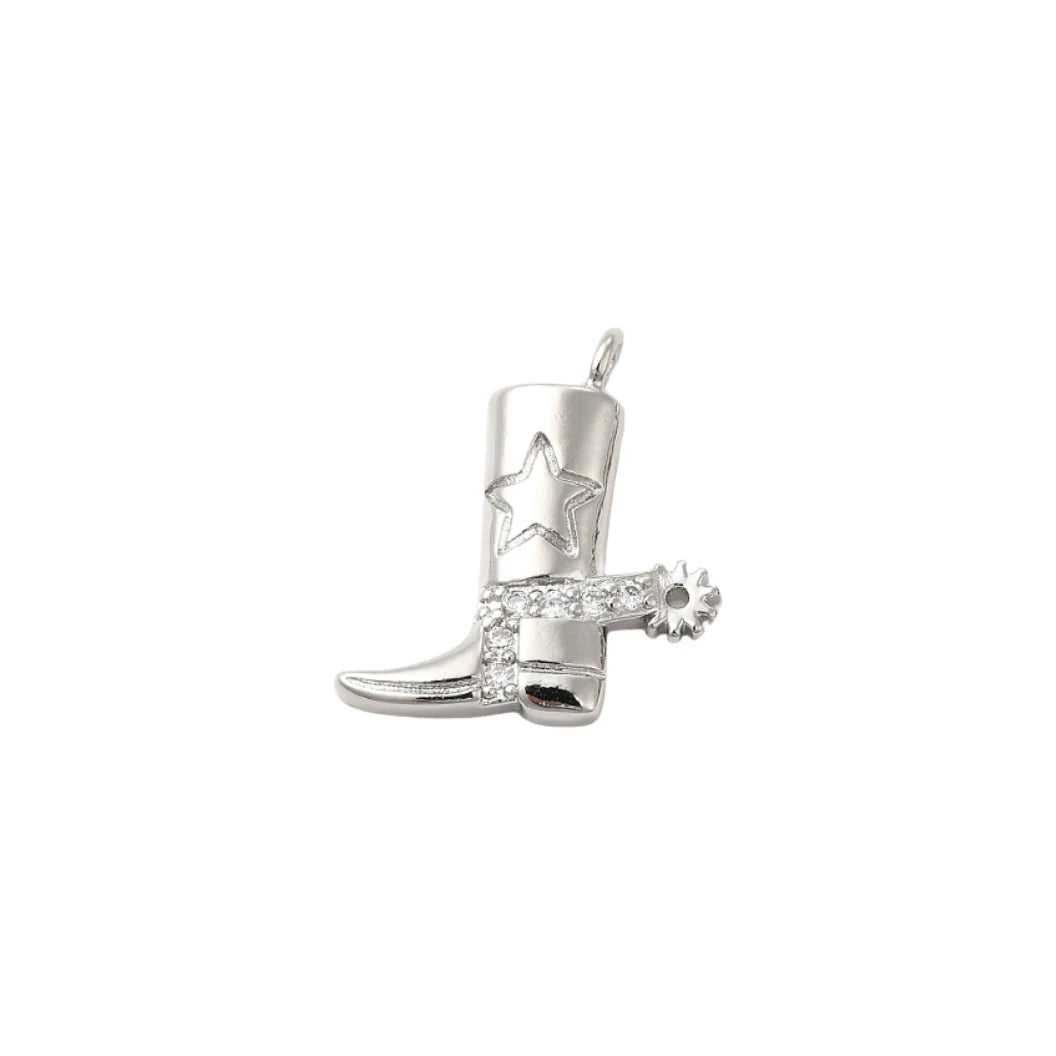 Silver Cowgirl Boot Charm
