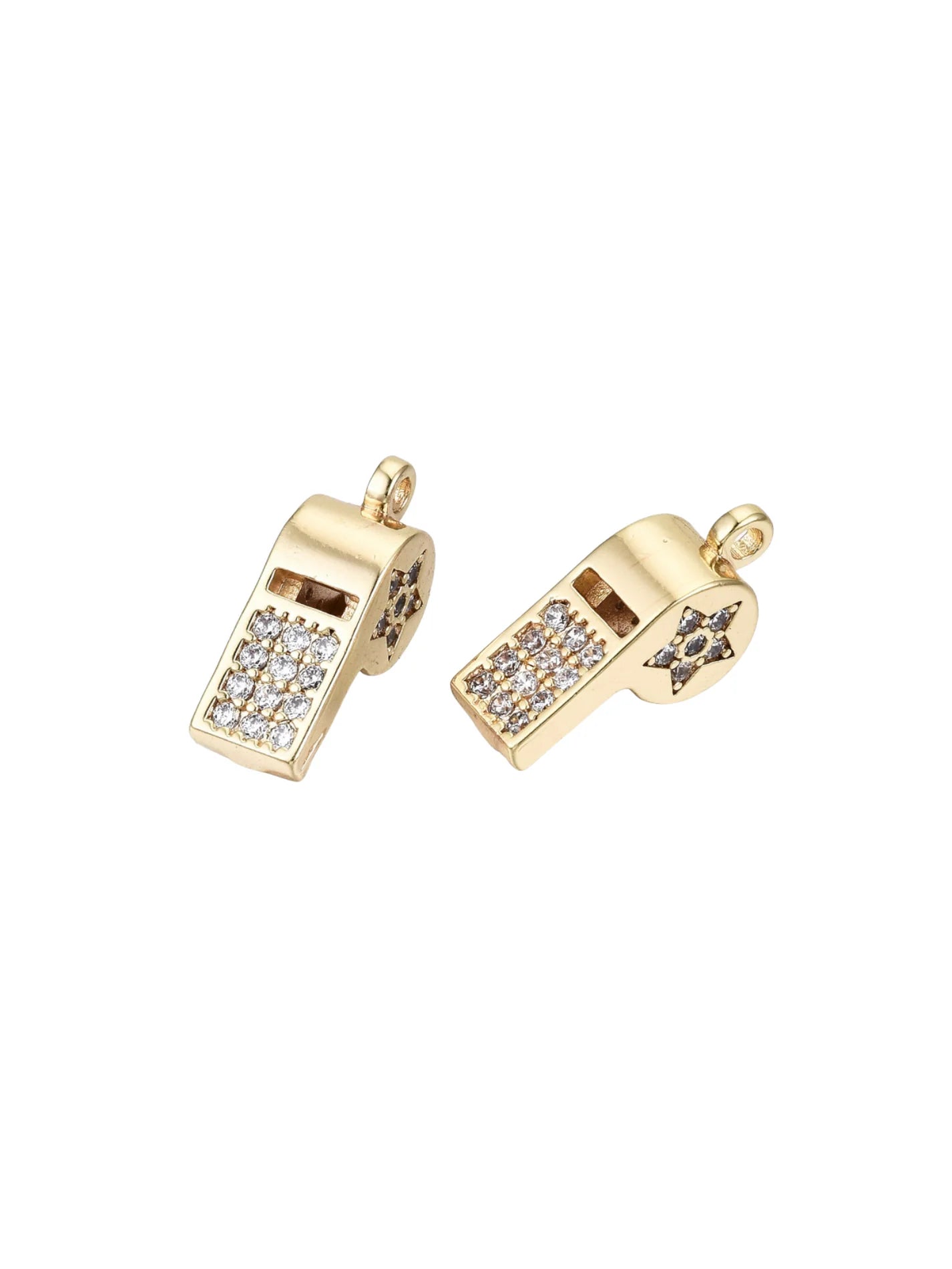 Gold Bedazzled Whisle Charm