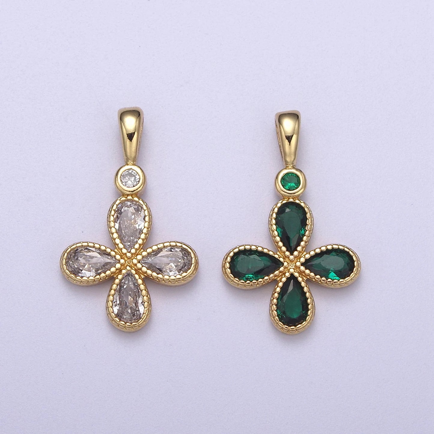 Gold Clear and Green Clovers