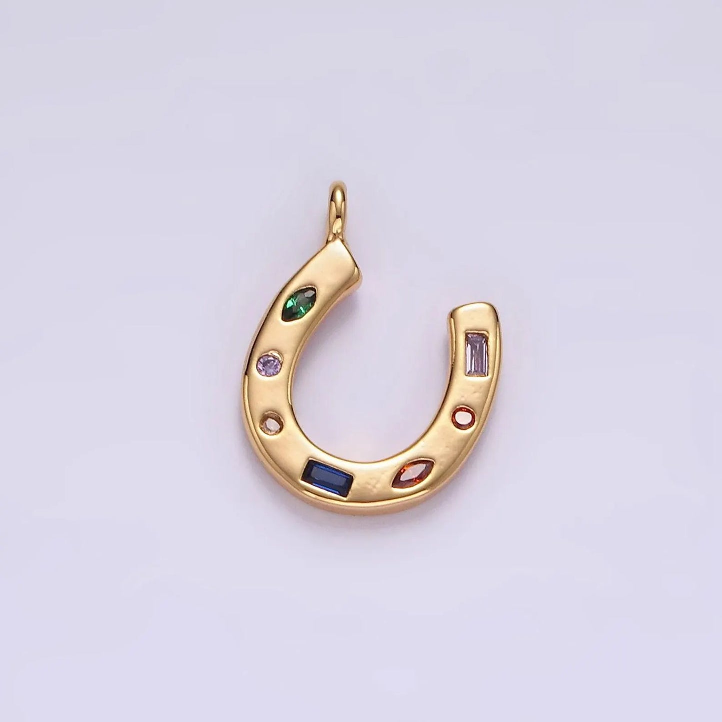 Silver and Gold Multicolored Gem Horseshoe