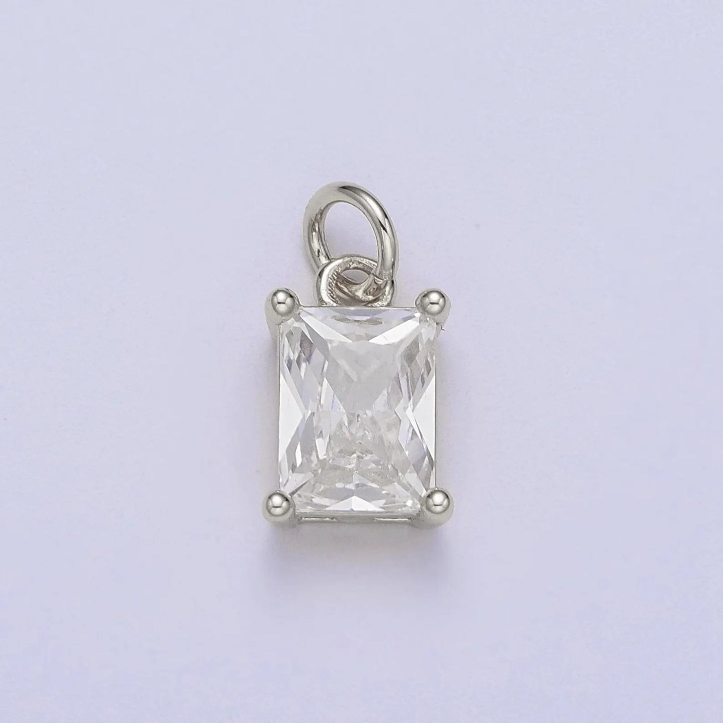 Silver Emerald Cut Crystals