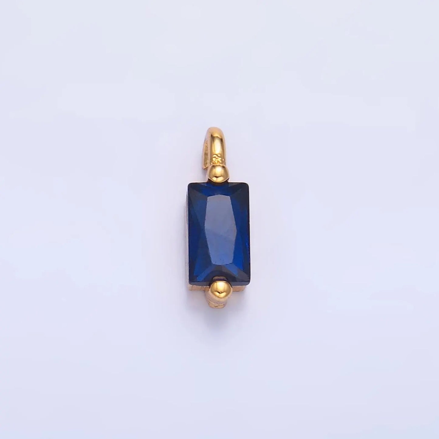 Gold Blue Emerald Cut Charm